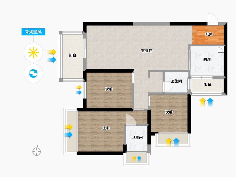 广西壮族自治区-南宁市-天健城天境-82.68-户型库-采光通风