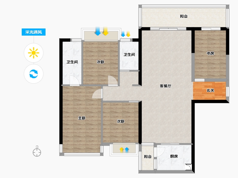 广西壮族自治区-南宁市-天健城天境-118.34-户型库-采光通风