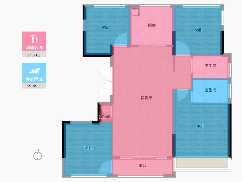 浙江省-温州市-国鸿柏悦府-102.41-户型库-动静分区