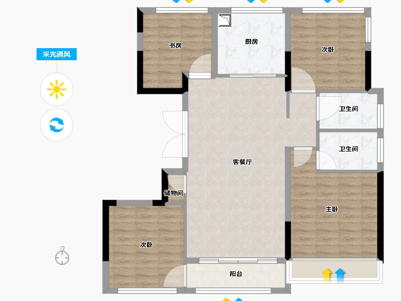 浙江省-温州市-国鸿柏悦府-102.41-户型库-采光通风