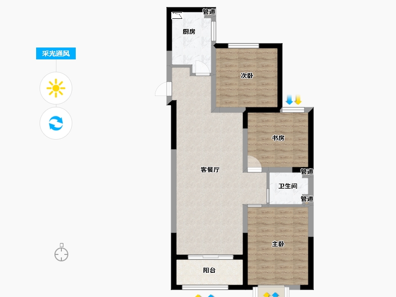 山东省-菏泽市-菏泽当代城MOMΛ-80.00-户型库-采光通风