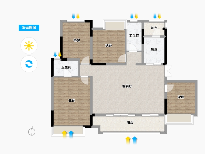 四川省-成都市-领地天府�m台-115.09-户型库-采光通风