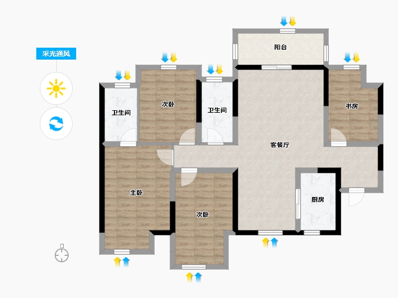 广西壮族自治区-南宁市-阳光城翡丽湾-106.59-户型库-采光通风