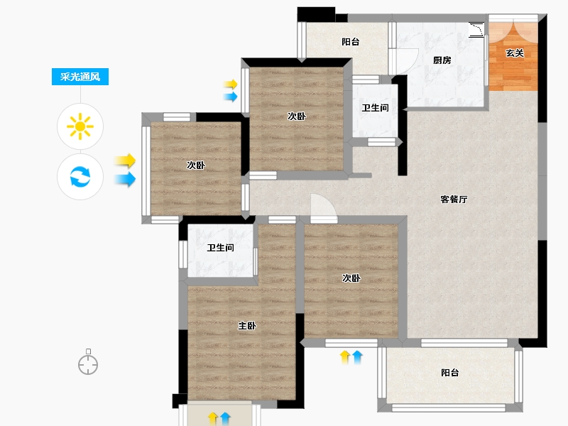 广西壮族自治区-南宁市-路桥壮美山湖-96.26-户型库-采光通风