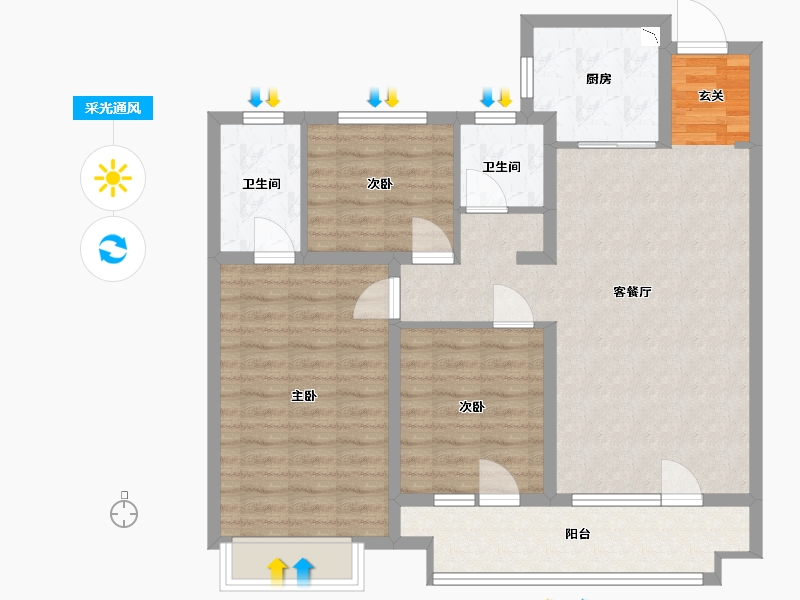 山东省-青岛市-越秀星汇城-95.20-户型库-采光通风