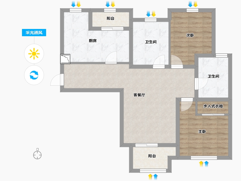 上海-上海市-高宝苑-77.62-户型库-采光通风