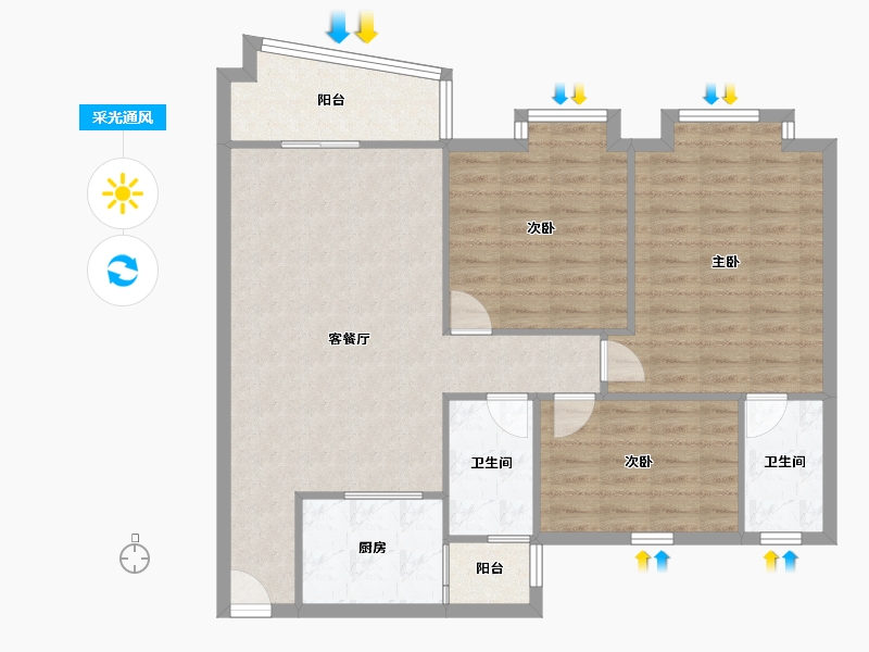 广东省-广州市-东方花园-96.24-户型库-采光通风