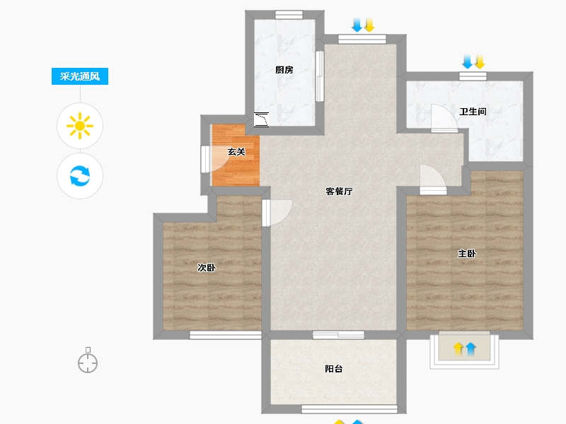 山东省-青岛市-海信文墨里-71.99-户型库-采光通风