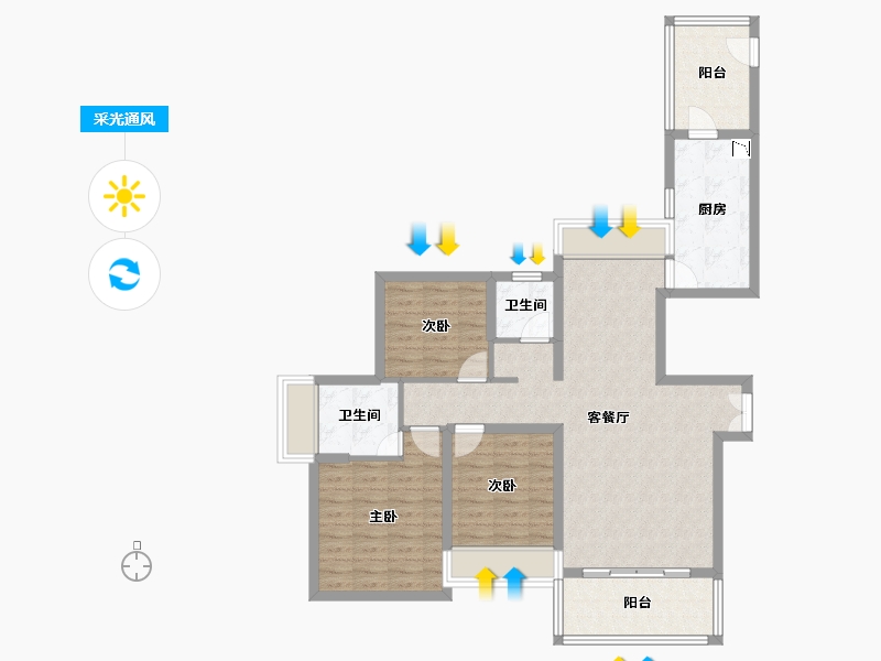 广东省-珠海市-京华假日湾C区-93.71-户型库-采光通风