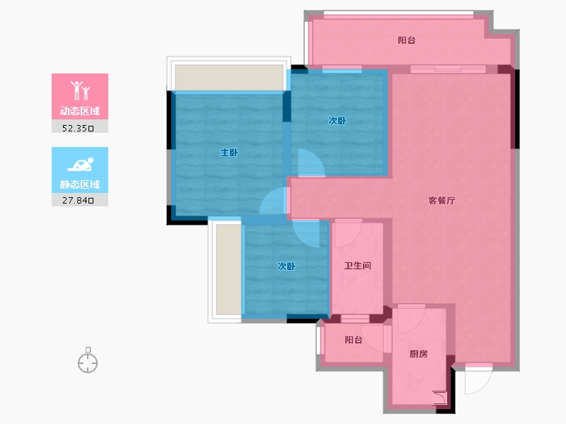 四川省-遂宁市-金科・集美天宸-70.42-户型库-动静分区