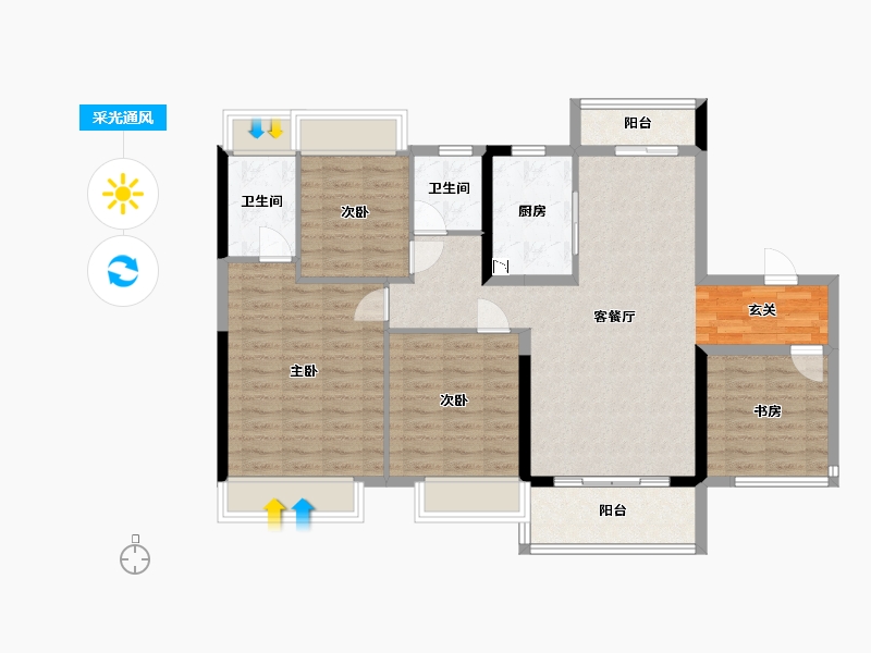 广东省-佛山市-保利�h府-103.27-户型库-采光通风