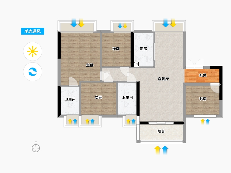 广东省-佛山市-保利�h府-90.32-户型库-采光通风