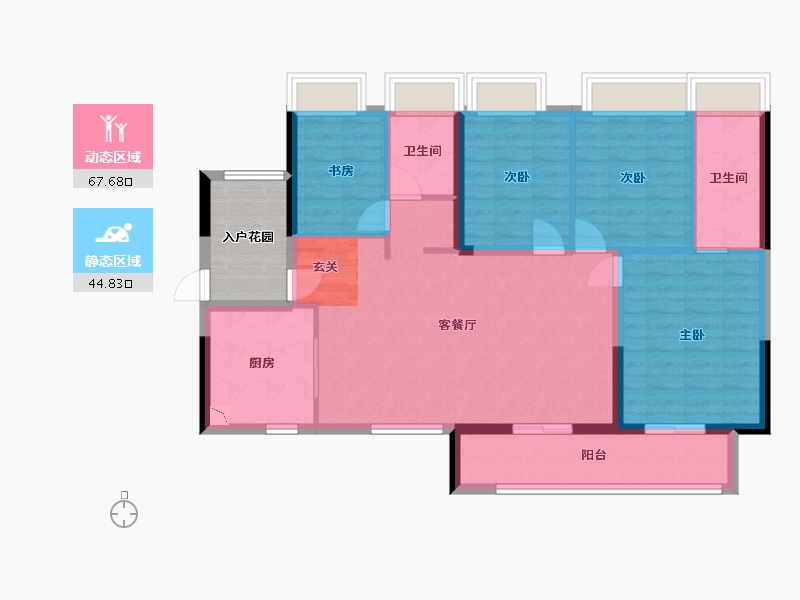 广东省-佛山市-金科・集美天辰湾-107.81-户型库-动静分区