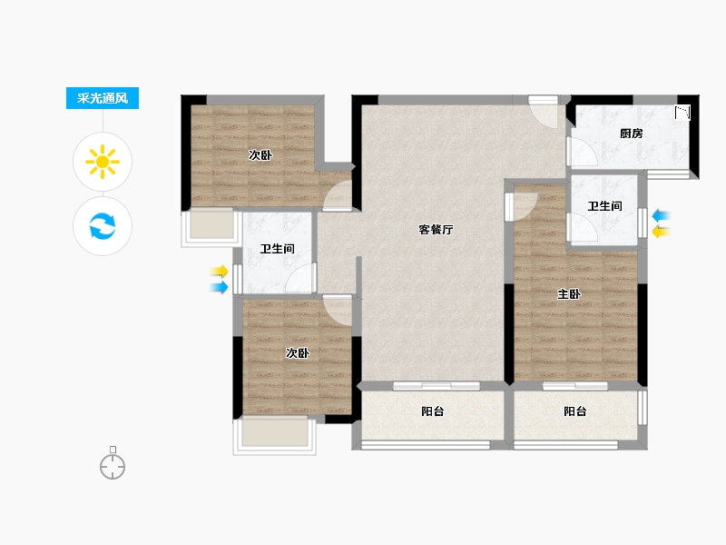 湖北省-恩施土家族苗族自治州-建始・众信・悦融湾-93.39-户型库-采光通风