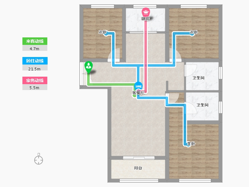 河北省-张家口市-天保京北健康城湖山大院-94.40-户型库-动静线