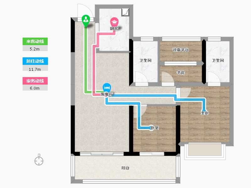 湖南省-长沙市-春晖花园-74.31-户型库-动静线