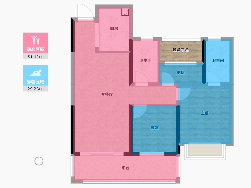 湖南省-长沙市-春晖花园-74.31-户型库-动静分区