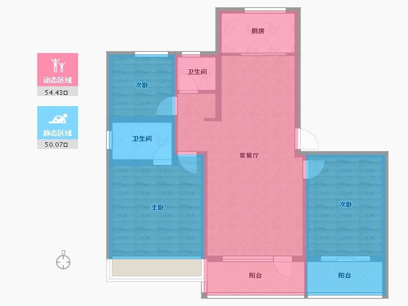 山东省-济宁市-红星1号-92.99-户型库-动静分区