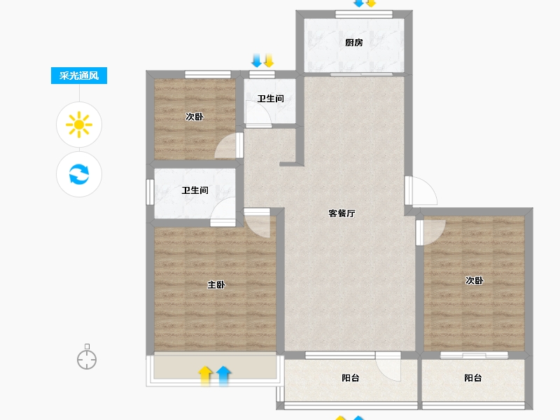 山东省-济宁市-红星1号-92.99-户型库-采光通风