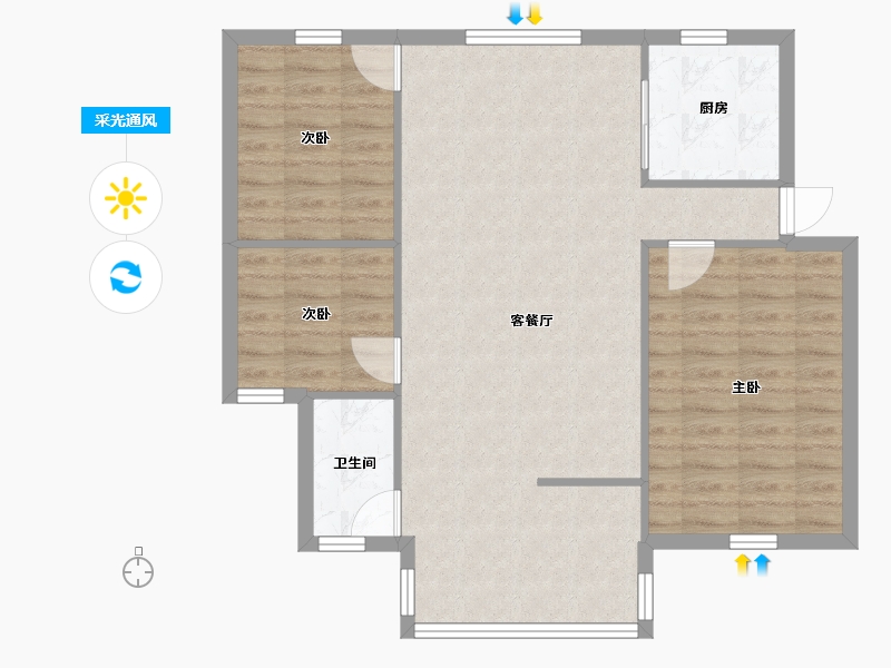 云南省-玉溪市-烟厂生活区D区-81.61-户型库-采光通风