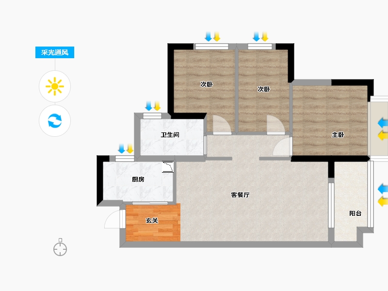 广东省-佛山市-金地海逸悦江-65.60-户型库-采光通风