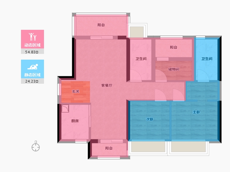 广东省-佛山市-禹洲・朗廷湾-68.95-户型库-动静分区