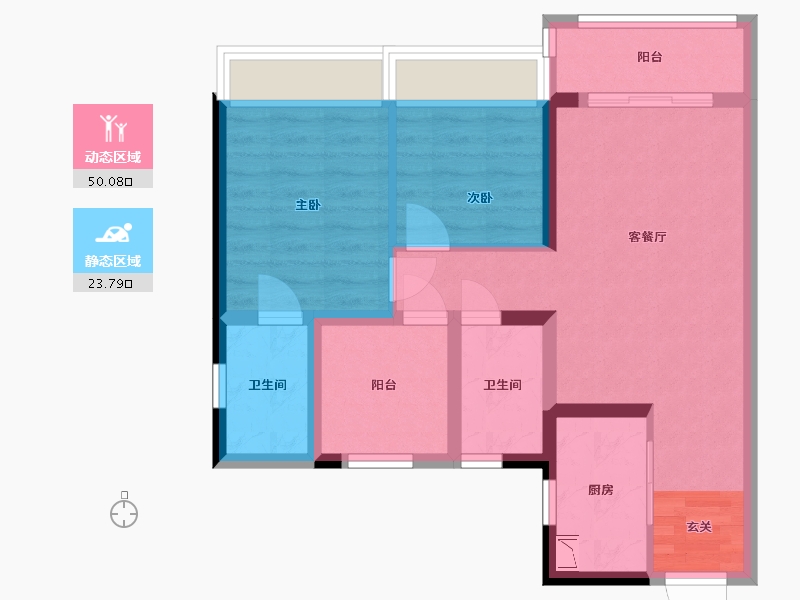 广东省-佛山市-蓝光碧桂园锦泷湾-64.72-户型库-动静分区