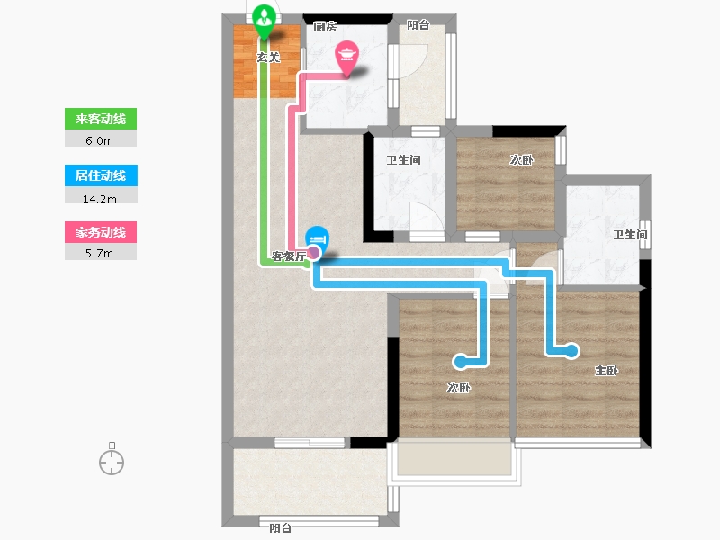 广东省-佛山市-东建世纪锦园-73.60-户型库-动静线