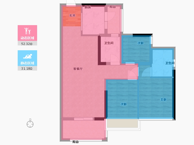 广东省-佛山市-东建世纪锦园-73.60-户型库-动静分区