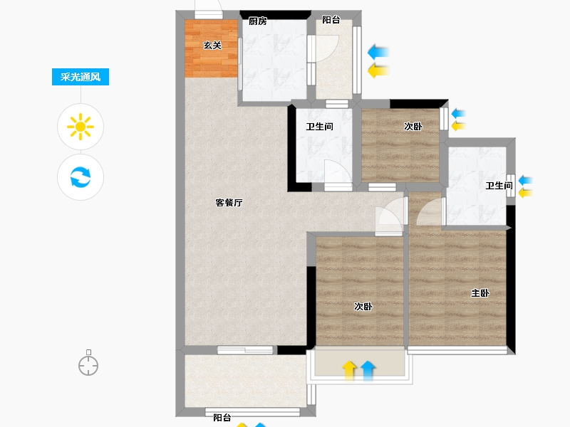 广东省-佛山市-东建世纪锦园-73.60-户型库-采光通风