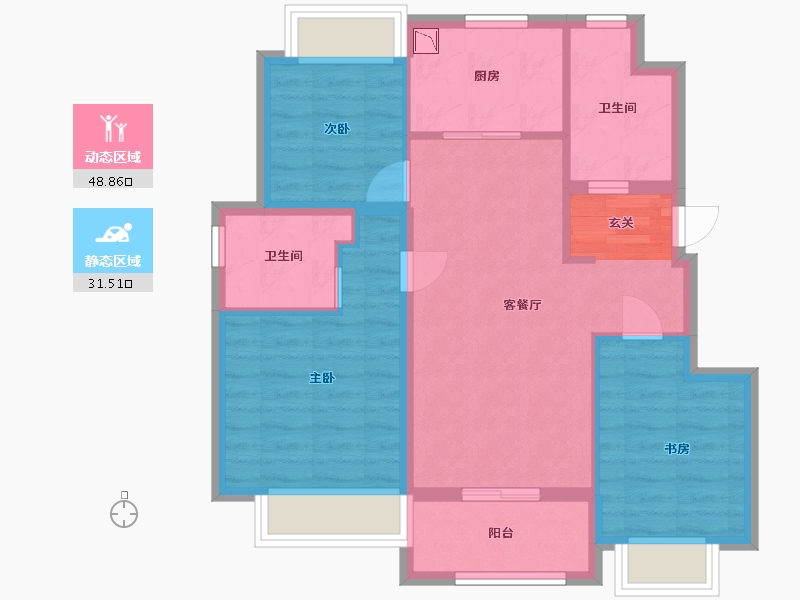 上海-上海市-金地都会C区-71.20-户型库-动静分区