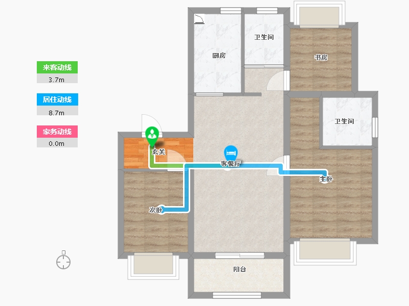 上海-上海市-葛洲坝融创虹桥玫瑰公馆-75.20-户型库-动静线