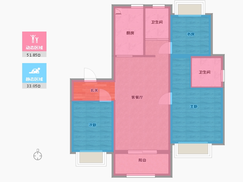 上海-上海市-葛洲坝融创虹桥玫瑰公馆-75.20-户型库-动静分区