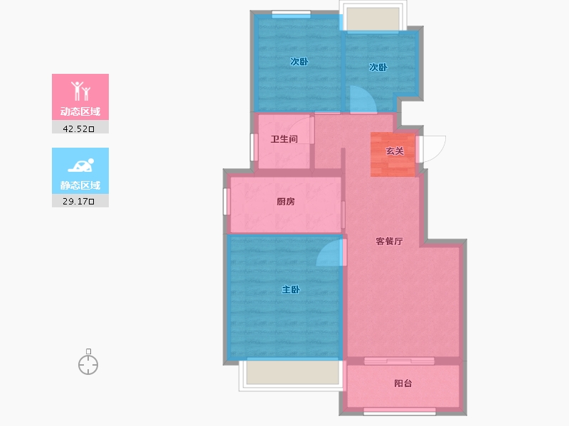 上海-上海市-金地都会C区-64.00-户型库-动静分区