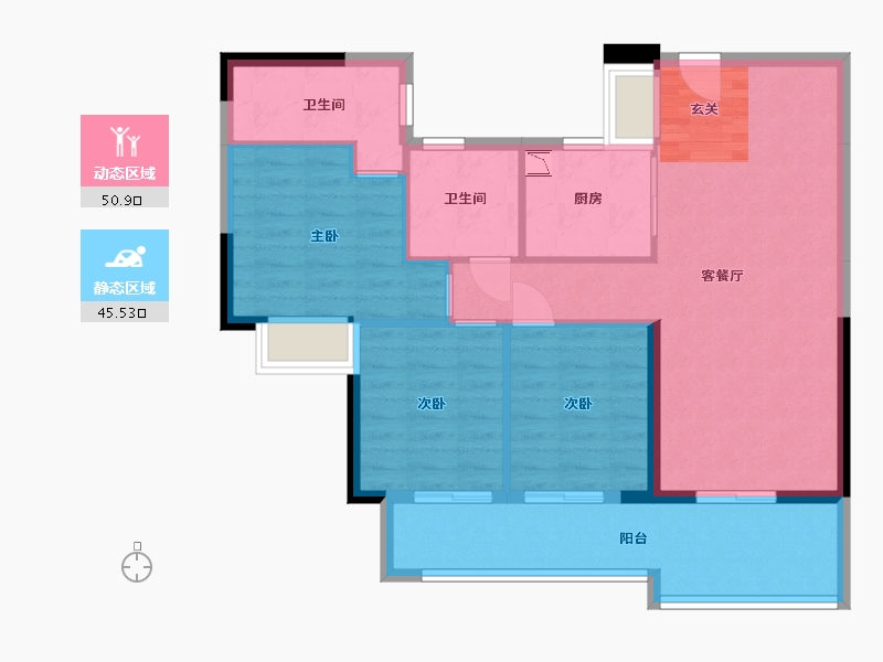 广东省-东莞市-保利滨湖堂悦-86.83-户型库-动静分区