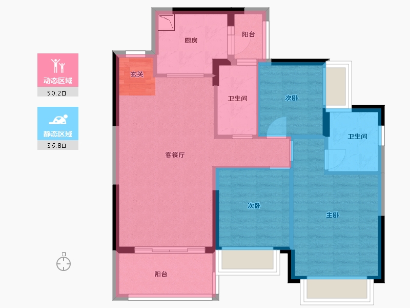 广东省-东莞市-惠州恒大御府-77.60-户型库-动静分区