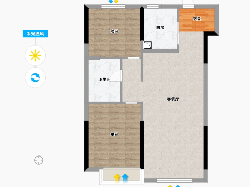 黑龙江省-哈尔滨市-恒大�B庭三期-72.00-户型库-采光通风