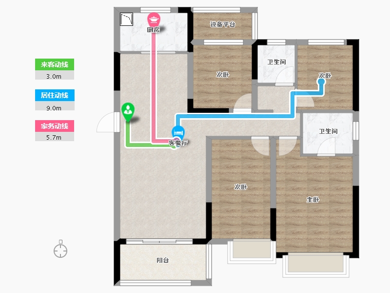 安徽省-合肥市-华南城紫荆名都四期-95.51-户型库-动静线