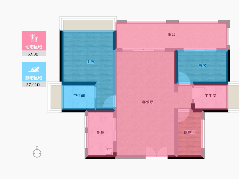 四川省-宜宾市-拉菲塞纳阳光-80.33-户型库-动静分区