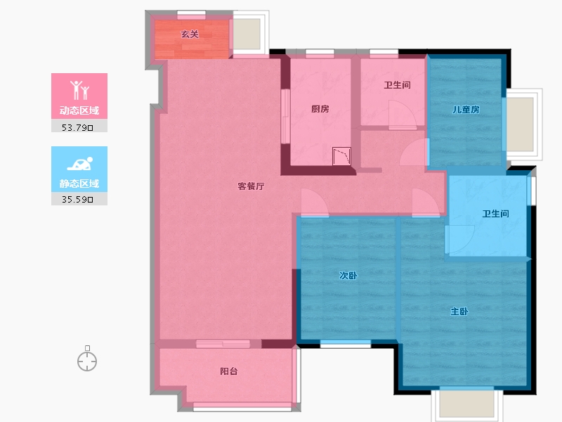 广东省-惠州市-嘉鸿新城博雅府-79.20-户型库-动静分区