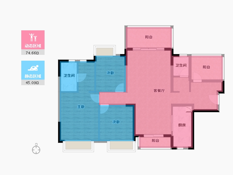 广西壮族自治区-崇左市-万象华府-106.54-户型库-动静分区