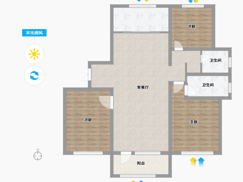 山东省-青岛市-观澜文苑-113.00-户型库-采光通风