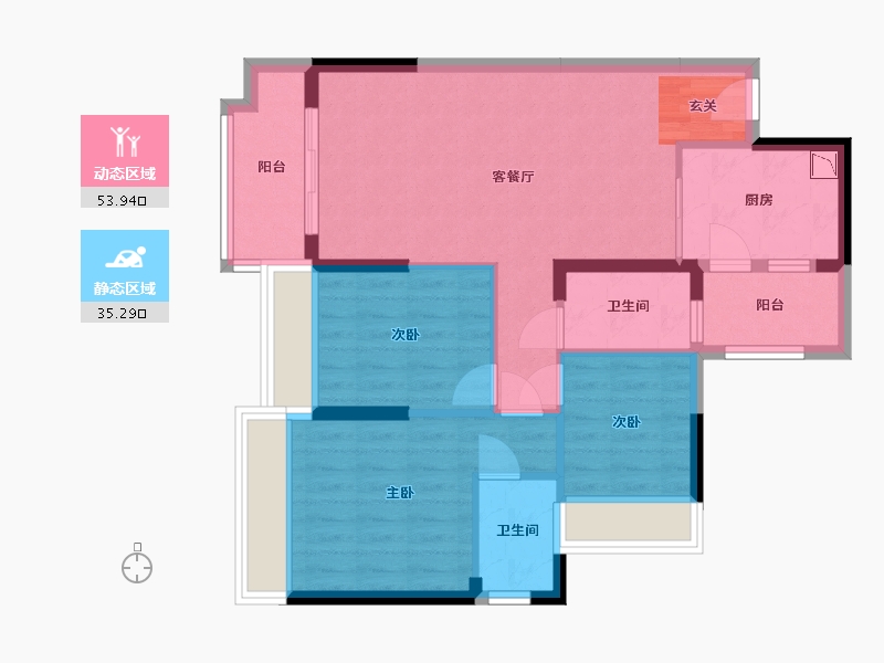 广东省-惠州市-海伦悦山居-79.35-户型库-动静分区