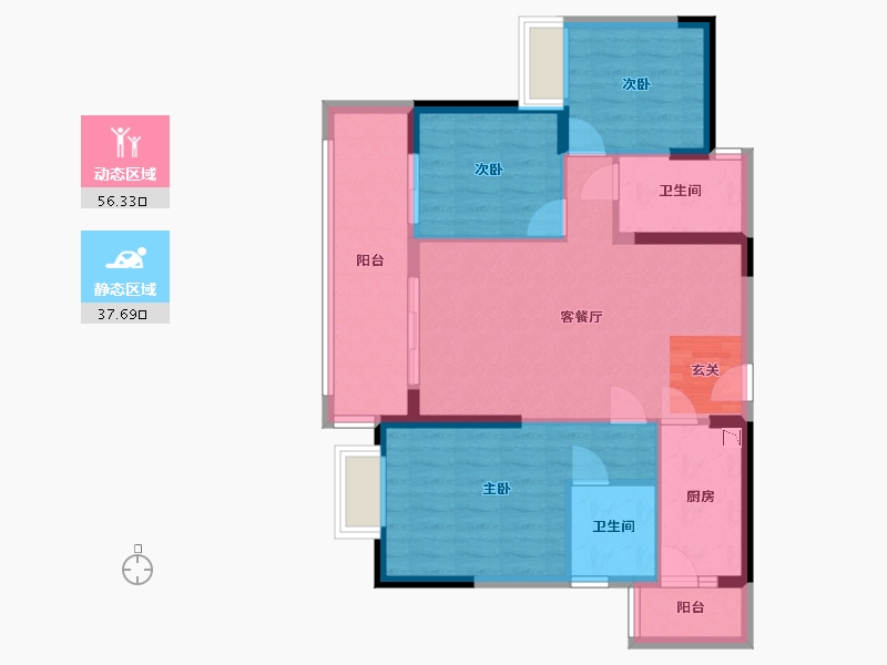 广东省-惠州市-华洪・明珠花园-84.17-户型库-动静分区