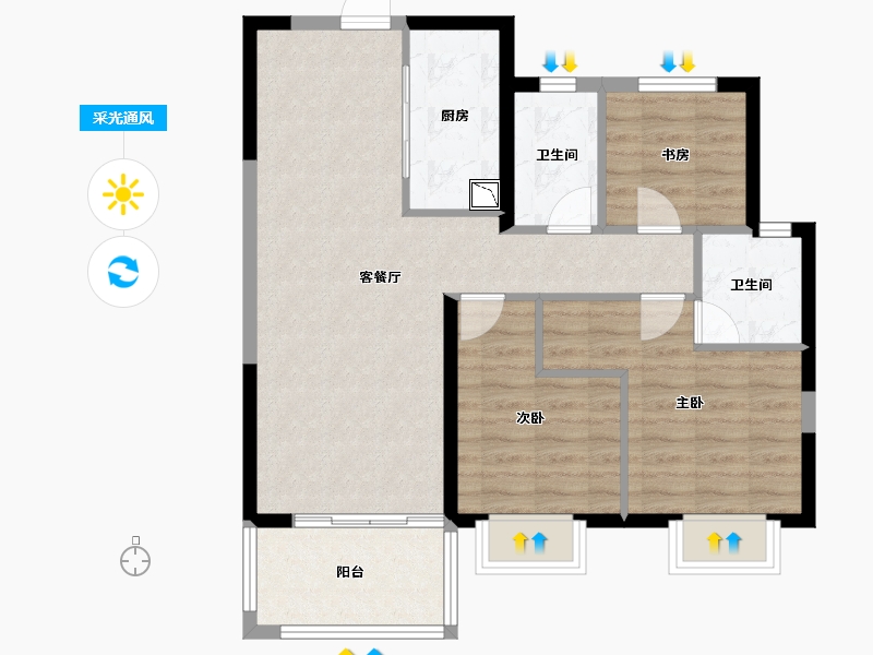 江西省-九江市-美的铂悦府-78.60-户型库-采光通风