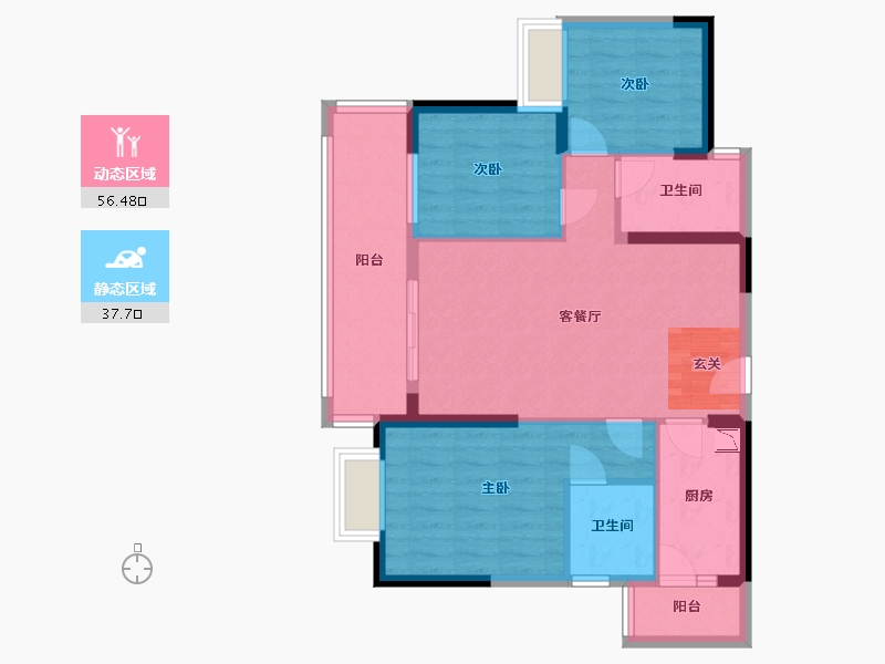 广东省-惠州市-华洪・明珠花园-84.18-户型库-动静分区