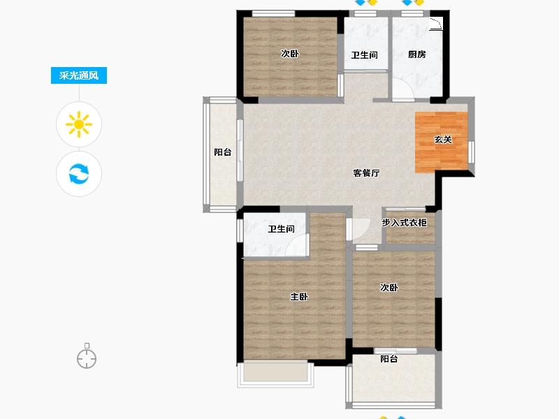 江苏省-扬州市-星地雅苑-108.00-户型库-采光通风