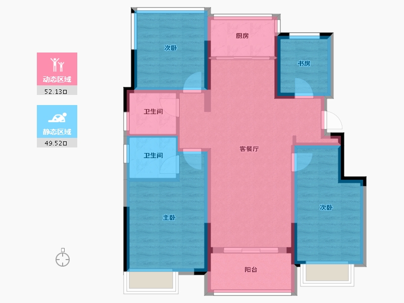 安徽省-合肥市-绿都少荃府-90.35-户型库-动静分区