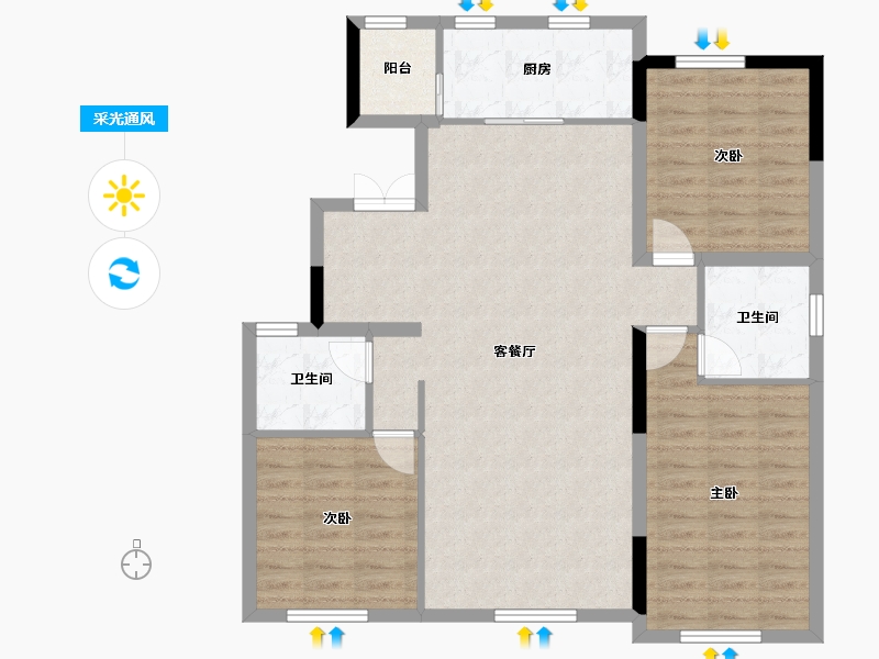 吉林省-吉林市-国樾府-100.41-户型库-采光通风