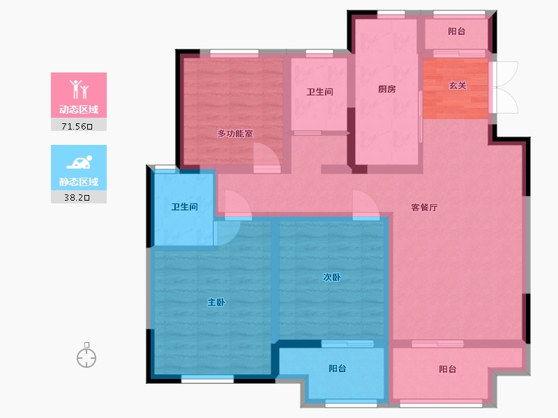 江苏省-扬州市-龙泊湾玉园-96.80-户型库-动静分区